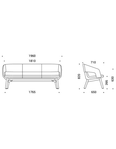 Canapé lounge 3 places piètement bois – TWIST&SIT Soft