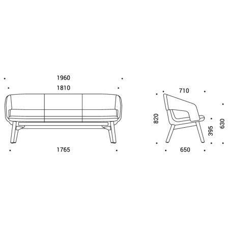 Canapé lounge 3 places piètement bois – TWIST&SIT Soft