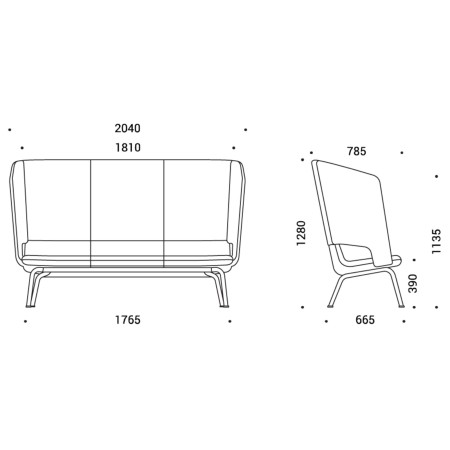 Dimensions canapé 3 places avec dossier enveloppant – TWIST&SIT Soft