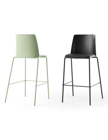 Tabourets Polytone L vert pastel et noir pour plans hauts