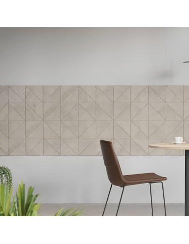 Habillage mural acoustique avec formes hexagonales et triangulaires