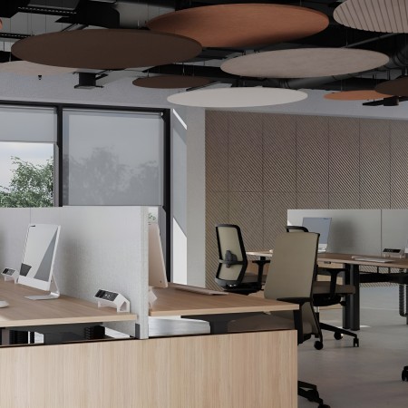 Panneaux acoustiques ronds blancs en feutre PET pour plafond suspendu