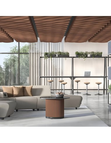 Baffles acoustiques Wave en feutre PET suspendus au plafond Acoustic Artwork