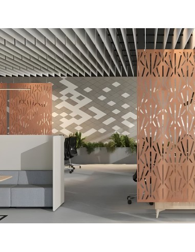 Baffles Plain en feutre PET installés dans un open space Acoustic Artwork