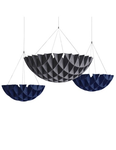 Vue de trois nuages acoustiques en différentes tailles Acoustic Artwork