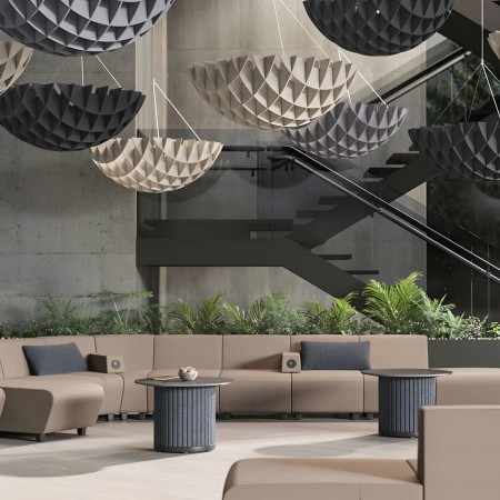 Vue de trois nuages acoustiques en différentes tailles Acoustic Artwork 2