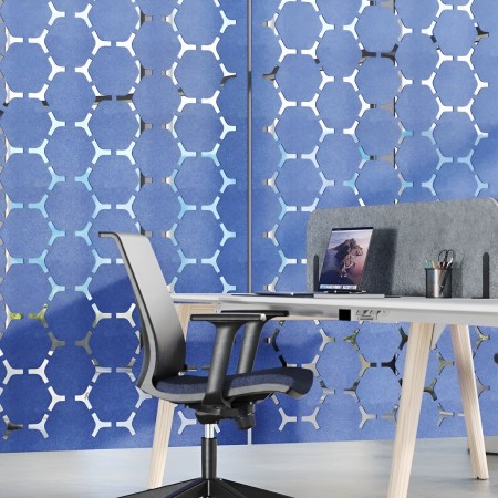 Séparation acoustique décorative pour bureaux modernes en feutre coloré bleu