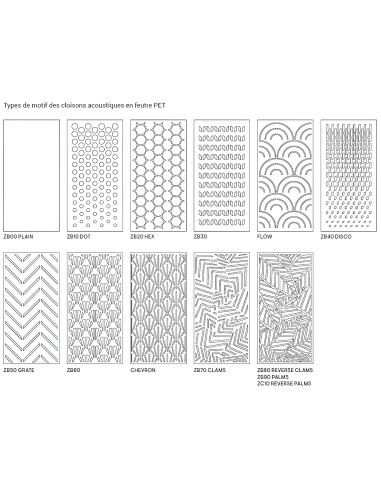 Types de motifs des cloisons acoustiques en feutre PET