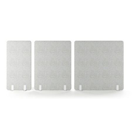 Trois écrans acoustiques autoportants gris en feutre avec pieds métalliques – FREE STANDING