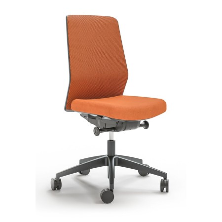 Chaise de bureau sans accoudoir en orange avec piètement noir