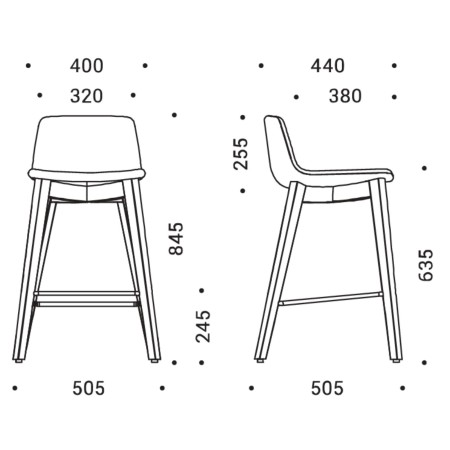 Dimensions tabouret TWIST&SIT – Hauteur d’assise 640 mm