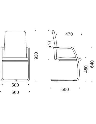 Dimensions chaise GAMA dossier haut
