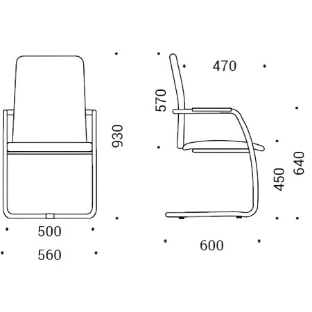 Dimensions chaise GAMA dossier haut