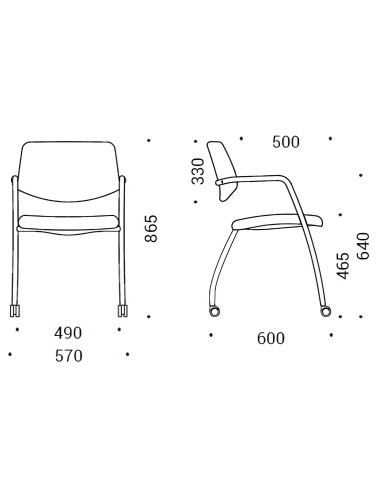 Dimensions chaise GAMA sur roulettes
