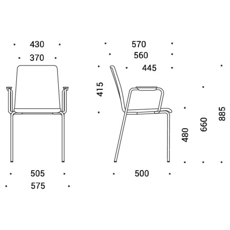 Dimensions chaise de conférence avec accoudoirs – Moon