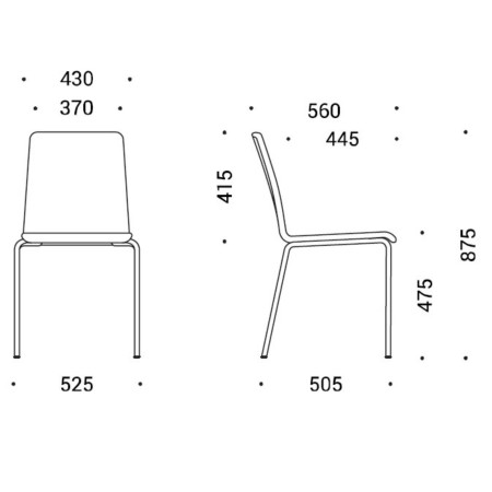 Dimensions du modèle Moon avec piètement traîneau – Moon