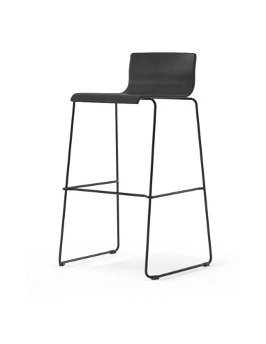 Tabouret Moon Wood avec assise bois noir mat et base métallique noire – Moon Wood