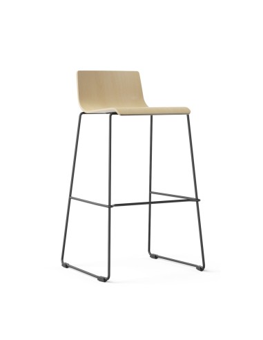 Duo de tabourets Moon Wood bois clair et noir sur structure traîneau – Moon Wood