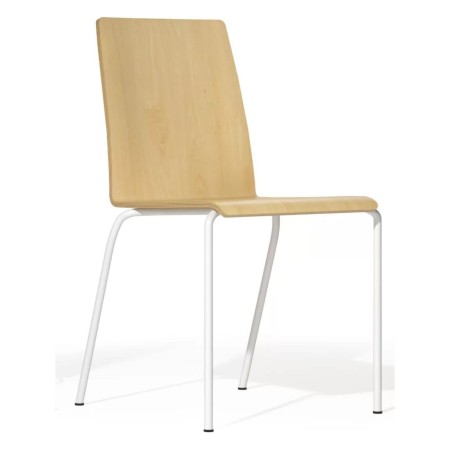 Chaise Moon Wood en bois naturel avec pieds métalliques blancs – Moon Wood