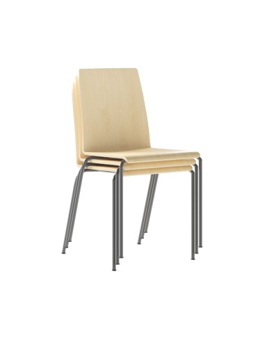 Chaise empilable Moon Wood en bois clair, pieds fins blancs – Moon Wood