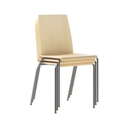 Chaise empilable Moon Wood en bois clair, pieds fins blancs – Moon Wood