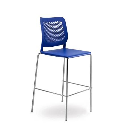 assise haute plastique perforé chaise de bar WAIT en bleu