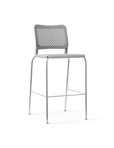 Chaise haute WAIT en plastique gris avec piètement chromé