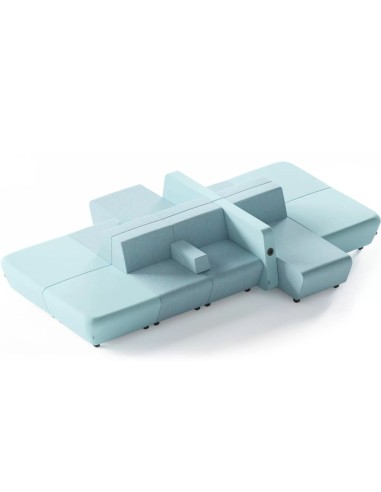 Canapé modulaire SOFT ROCK bleu clair pour espace détente