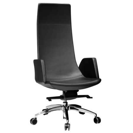 	Chaise North Cape direction noire – revêtement cuir, accoudoirs intégrés et base 5 branches noire