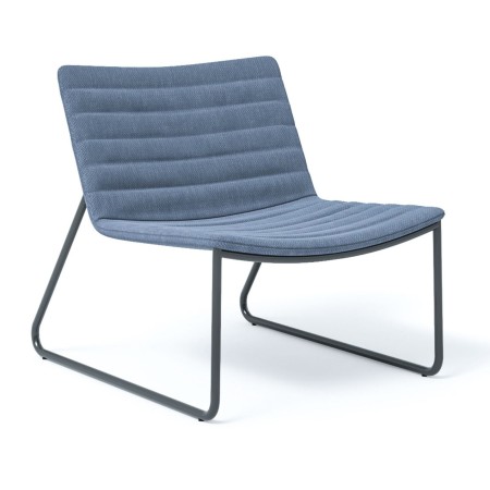 Siège Vegas tissu bleu avec piètement luge métallique, vue de face – Vegas