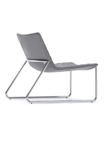 Profil latéral du fauteuil lounge Vegas en tissu gris clair – Vegas