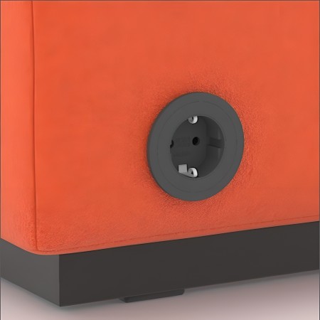 Détail de la prise intégrée au pouf côté gauche ou droit