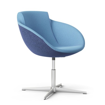 Chaise Tula pivotante en tissu bicolore bleu avec pied étoile aluminium – Tula