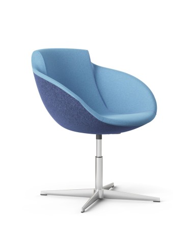 Chaise Tula pivotante en tissu bicolore bleu avec pied étoile aluminium – Tula