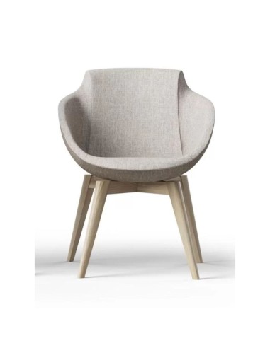 Modèle Tula avec coque tissu gris et pieds en bois naturel – Tula