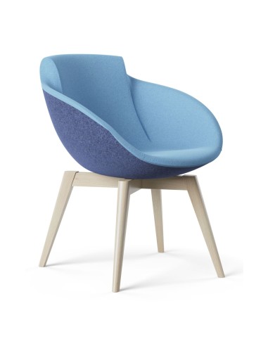 Chaise Tula en tissu bicolore bleu sur piètement bois clair – Tula