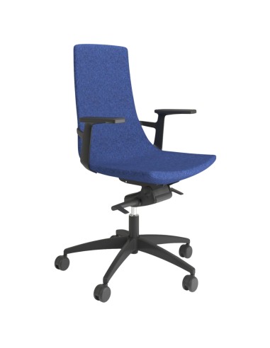 Chaise de bureau design North Cape tissu bleu avec accoudoirs fixes