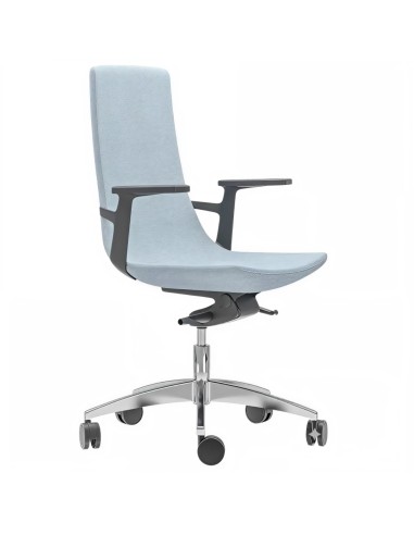 Siège de bureau North Cape tissu bleu clair avec base chromé et accoudoirs fixes