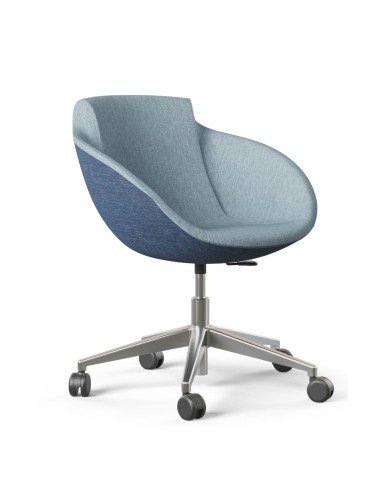 Chaise Tula avec assise tissu gris bleu et base 5 branches à roulettes – Tula