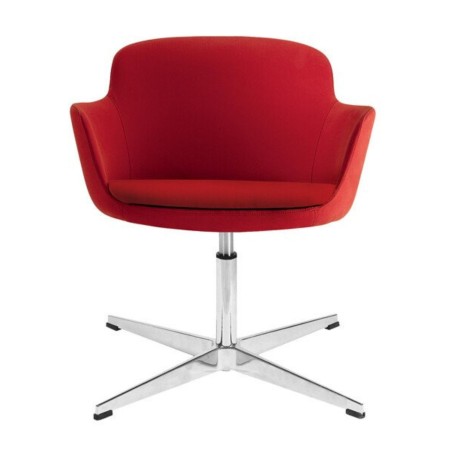 Modèle Danae rouge vif avec accoudoirs intégrés et piètement en aluminium – Danae