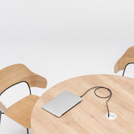 Table de réunion ronde diamètre 120 cm avec prise intégrée