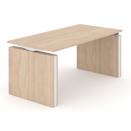 Bureau réglable en hauteur avec piétement panneaux en bois clair sans accessoires