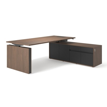 Bureau assis debout en mélamine avec caisson de rangement