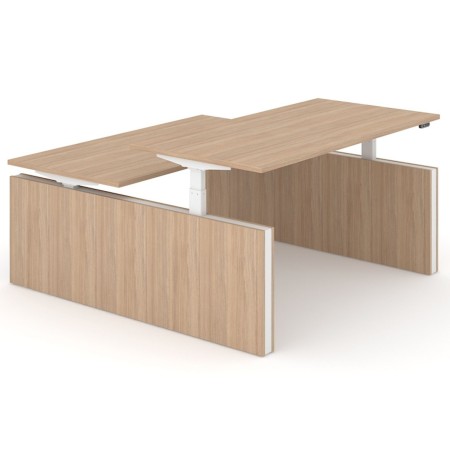 Plateau de bureau Motion Bench finition bois clair avec piètement latéral fermé – Motion Bench