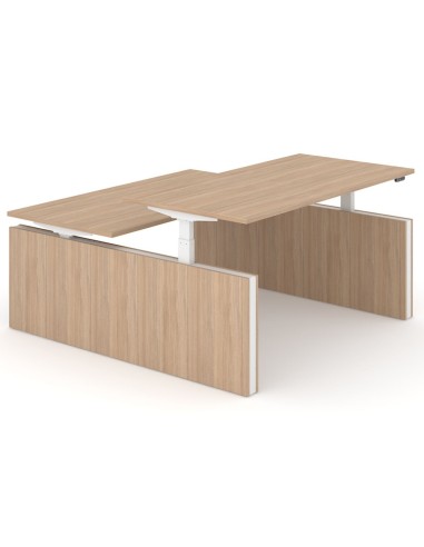 Plateau de bureau Motion Bench finition bois clair avec piètement latéral fermé – Motion Bench