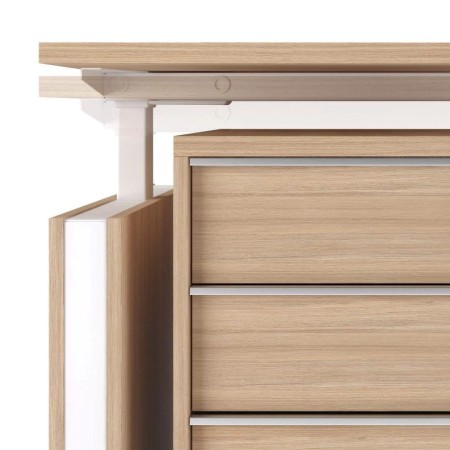 Détail du chant du plateau bois et assemblage du bureau Motion Bench – Motion Bench