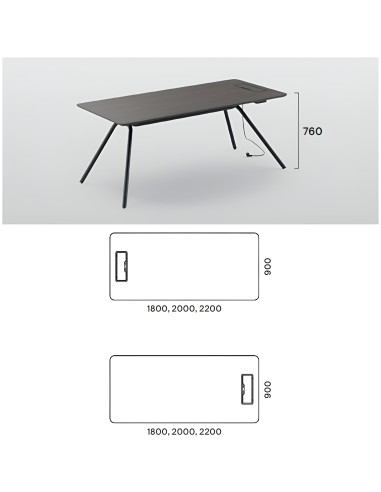 Dimensions du bureau rectangulaire ARQUS