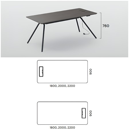 Dimensions du bureau rectangulaire ARQUS