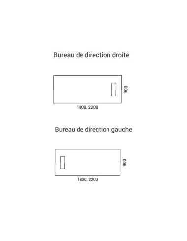 Dimensions du bureau de direction sans rangement PLANA