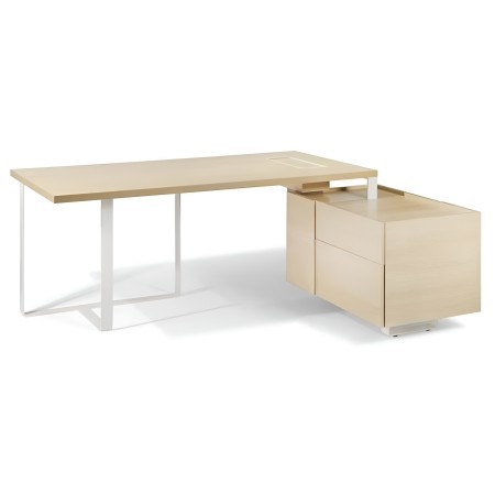 Bureau de direction design PLANA en placage bois avec caisson fixe intégré